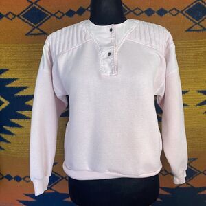 Vintage Pyramid Baby Pink Pullover Sweater. Pockets. 1/4 Button. M. Tawain ROC